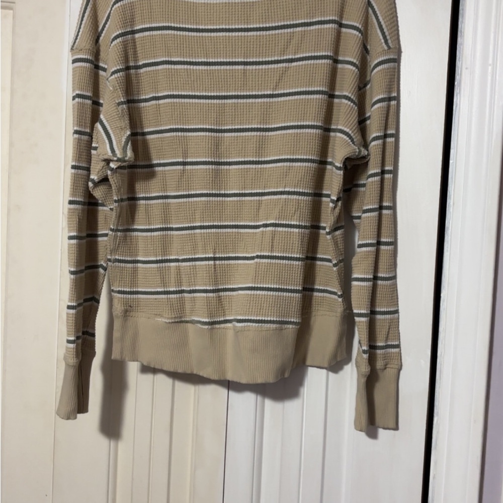 Aerie’s Tan and White Striped Ribbed Top - Picture 2 of 3